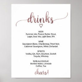 Eenvoudig Roze Gouden Calligrafie Drankmenu Bord Poster