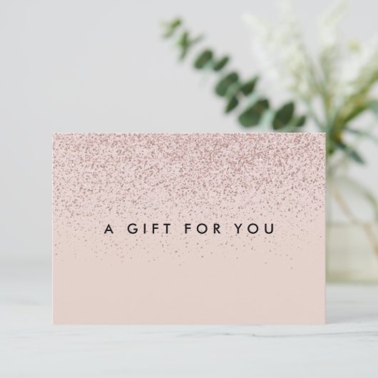 Eenvoudig Roze Gouden Glitter Cadeaubon (Staand voorkant)