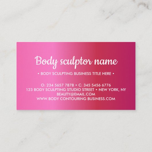 Eenvoudig roze gradiënt vrouwelijk visitekaartje (Achterkant)