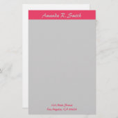 Eenvoudig Roze grijs Briefpapier (Voorkant / Achterkant)