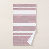 Eenvoudig Roze Grijs Mallow gestreepte Jouw naam W Bad Handdoek (Handdoek)