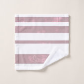 Eenvoudig Roze Grijs Mallow gestreepte Jouw naam W Bad Handdoek (Wasdoekje)