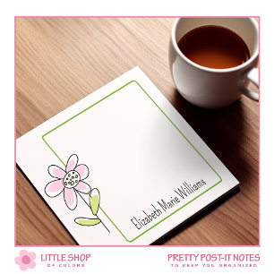 Eenvoudig Roze Groen Bloem Motief Persoonlijk Post-it® Notes