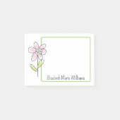 Eenvoudig Roze Groen Bloemen Gepersonaliseerd Post-it® Notes (Voorkant)