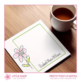 Eenvoudig Roze Groen Bloemen Gepersonaliseerd Post-it® Notes