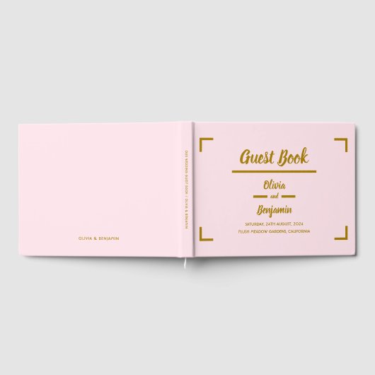Eenvoudig roze handgeschreven script bruiloft gastenboek (Volledig)