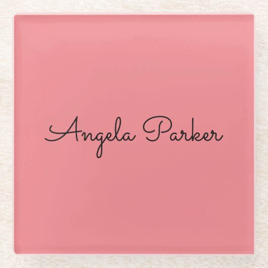 Eenvoudig roze handschrift, modern glazen onderzetter (Voorkant)