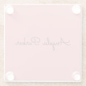 Eenvoudig roze handschrift, modern glazen onderzetter (Achterkant)