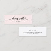 Eenvoudig Roze Handtekening Script Mini Business Mini Visitekaartje (Voorkant / Achterkant)