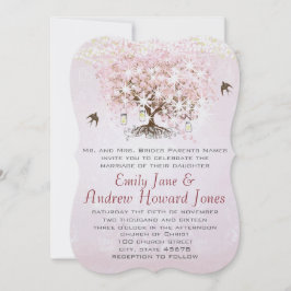 Eenvoudig roze hapje met bomen kaart