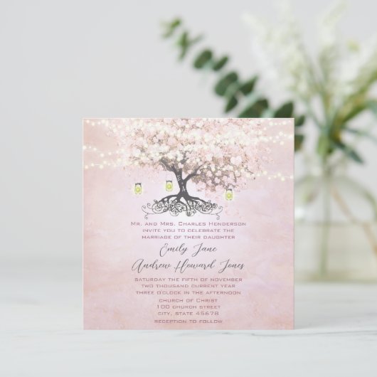 Eenvoudig roze hardeboom bosgrond kaart (Staand voorkant)