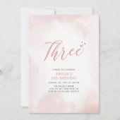 Eenvoudig roze hart 3de meisjesfeest kaart (Voorkant)