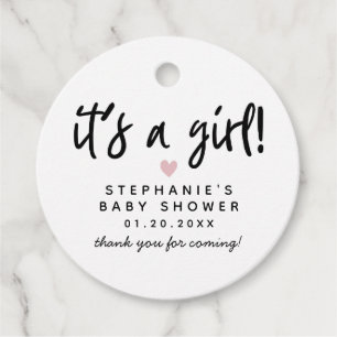 Eenvoudig roze hart Baby shower Bedankjes Labels