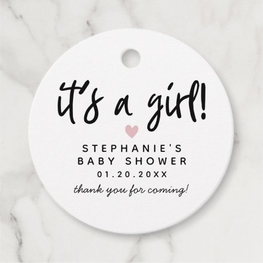 Eenvoudig roze hart Baby shower Bedankjes Labels (Voorkant)