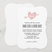 Eenvoudig roze hart- en pijlliefdesaanbiedingen kaart (Voorkant / Achterkant)