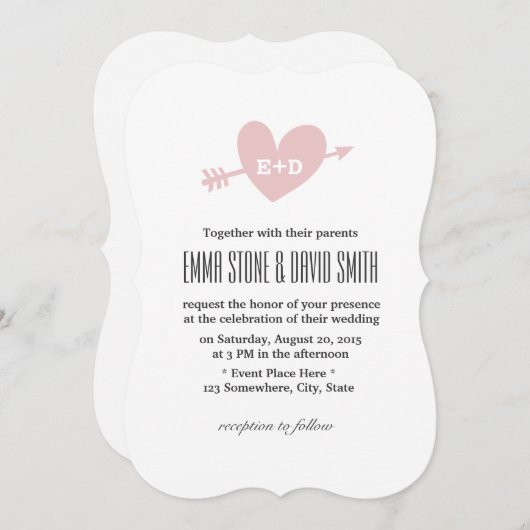 Eenvoudig roze hart- en pijlliefdesaanbiedingen kaart (Voorkant / Achterkant)