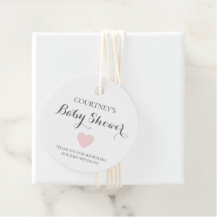 Eenvoudig Roze Hart Meisje Leuk Baby shower Bedankjes Labels