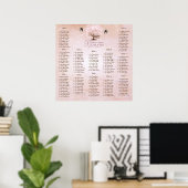 Eenvoudig Roze Hartblad Boom Liefdesvogel Bruiloft Poster (Thuiskantoor)
