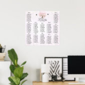 Eenvoudig Roze Hartblad Boom Liefdesvogel Bruiloft Poster (Thuiskantoor)