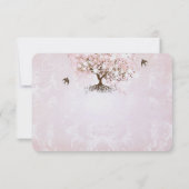 Eenvoudig Roze Hartblad Boom Trouw RSVP Kaartje (Achterkant)