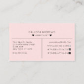 Eenvoudig  roze harten typografie haar visitekaartje (Achterkant)