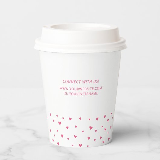 Eenvoudig roze hartritme Business Logo Custom Papieren Bekers (Achterkant)