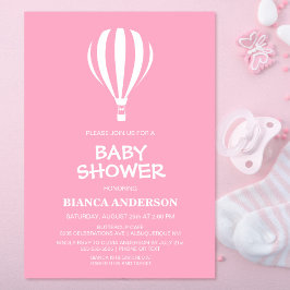 Eenvoudig roze hot-luchtballon Baby shower Kaart