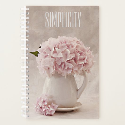 Eenvoudig Roze hydrangeas in een Pitcher Planner (Voorkant)