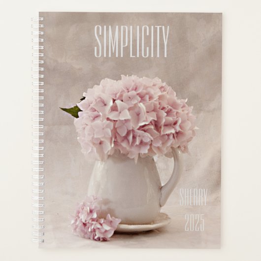 Eenvoudig Roze hydrangeas in een Pitcher Planner (Voorkant)