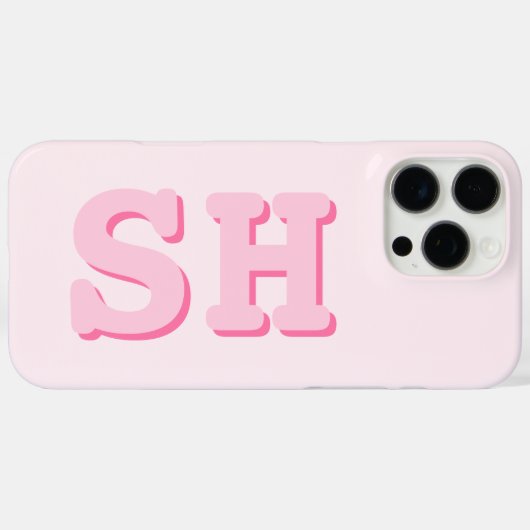 Eenvoudig Roze Initiaal Monogram Case-Mate iPhone Case (Achterkant (horizontaal))