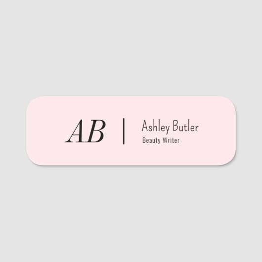Eenvoudig roze Initialen - Schone pasta Naamplaatje (Voorkant)
