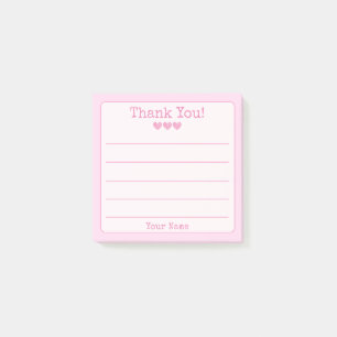 Eenvoudig roze Jouw naam en hartelijk dank Post-it® Notes