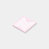 Eenvoudig roze Jouw naam en hartelijk dank Post-it® Notes (Schuin)