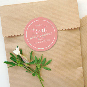 Eenvoudig roze kalligrafie Waterverf script Ronde Sticker