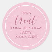 Eenvoudig roze kalligrafielabel op zaterdag ronde sticker (Voorkant)