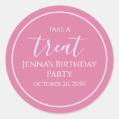 Eenvoudig roze kalligrafielabel op zaterdag ronde sticker (Voorkant)