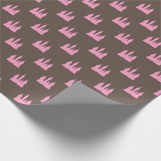 Eenvoudig roze kasteelpatroon Verjaardag Cadeaupapier (Hoek)