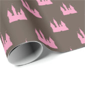Eenvoudig roze kasteelpatroon Verjaardag Cadeaupapier (Rol Hoek)