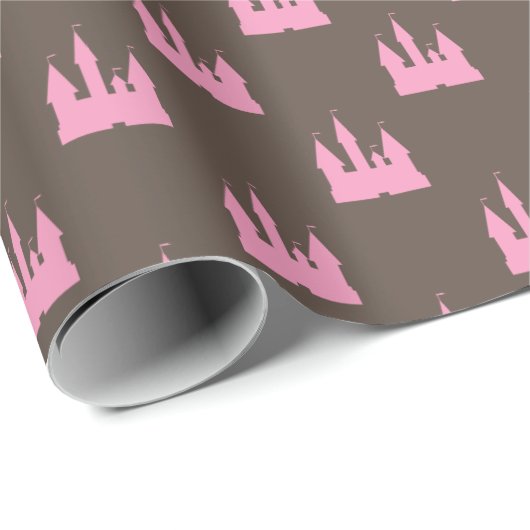 Eenvoudig roze kasteelpatroon Verjaardag Cadeaupapier (Rol Hoek)