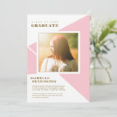 Eenvoudig Roze Kleurenblok Driehoeken Afstuderen Aankondiging (Staand voorkant)