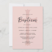 Eenvoudig Roze Kruis Christelijk Doopsel met Foto Kaart (Voorkant)