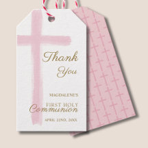 Eenvoudig Roze Kruis Dank U Eerste Heilige Communi