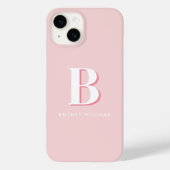 Eenvoudig roze letter Initiaal Monogram Case-Mate iPhone Case (Achterkant)