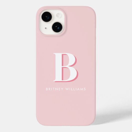 Eenvoudig roze letter Initiaal Monogram Case-Mate iPhone Case (Achterkant)