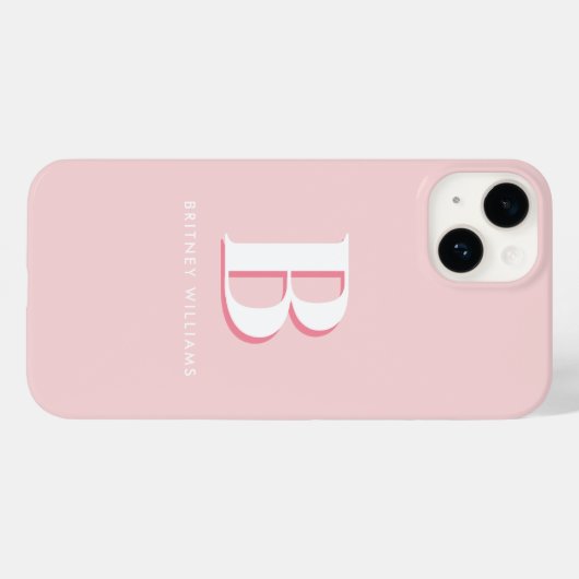 Eenvoudig roze letter Initiaal Monogram Case-Mate iPhone Case (Achterkant (horizontaal))