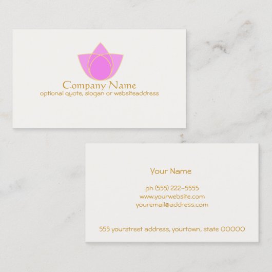 Eenvoudig roze Lotus Flower-Visitekaartje Visitekaartje (Voorkant / Achterkant)