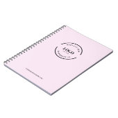Eenvoudig Roze Minimalistisch Aangepast Logo Merkg Notitieboek (Linkerzijde)
