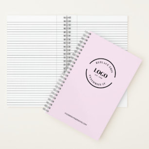 Eenvoudig Roze Minimalistisch Aangepast Logo Merkg Notitieboek