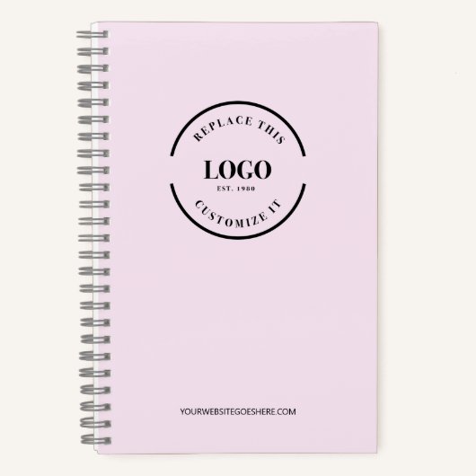 Eenvoudig Roze Minimalistisch Aangepast Logo Merkg Notitieboek (Voorkant)