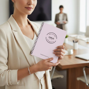 Eenvoudig Roze Minimalistisch Aangepast Logo Merkg Notitieboek